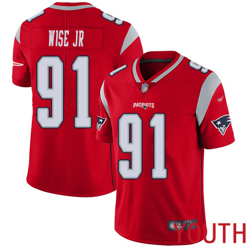 New England Patriots Football #91 Inverted Legend Limited Red Youth Deatrich Wise Jr NFL Jersey->youth nfl jersey->Youth Jersey